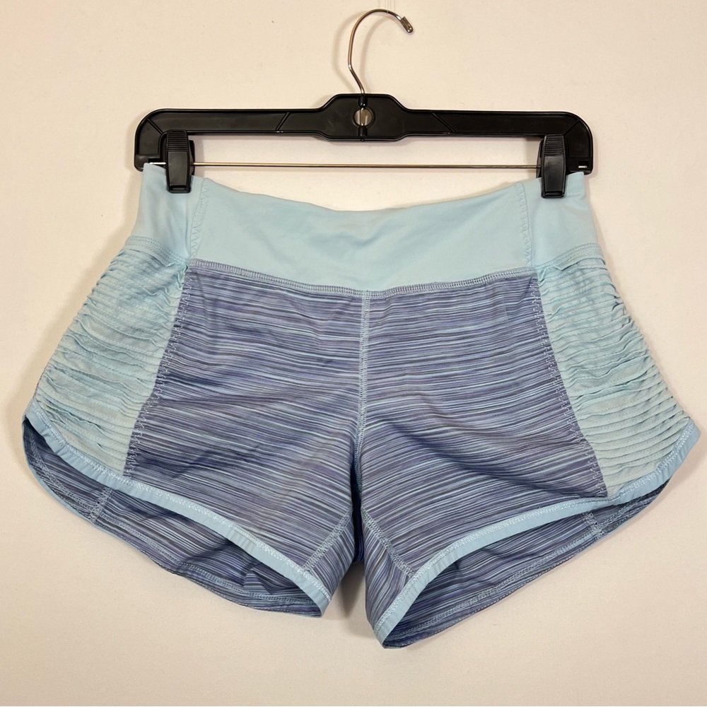 lululemon athletica Sky Blue Striped Athletic Shorts
